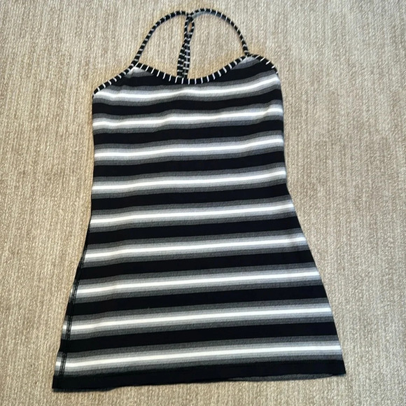 Lululemon Black White Power Y Tank Top Women's Size 6 - Picture 2 of 12